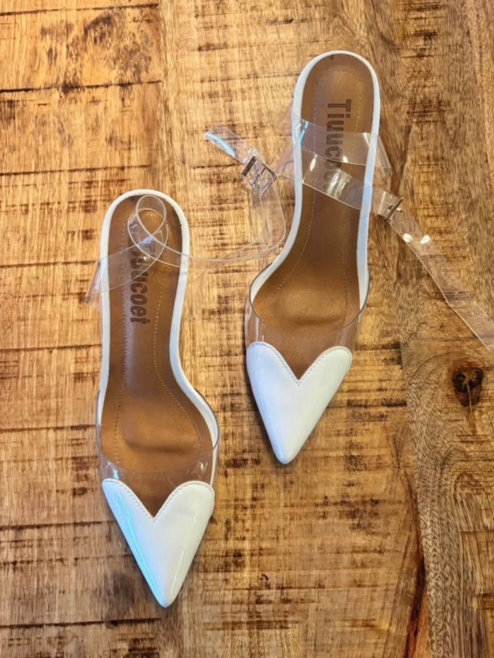 Heart shape kitten heel pointed shoes - 37